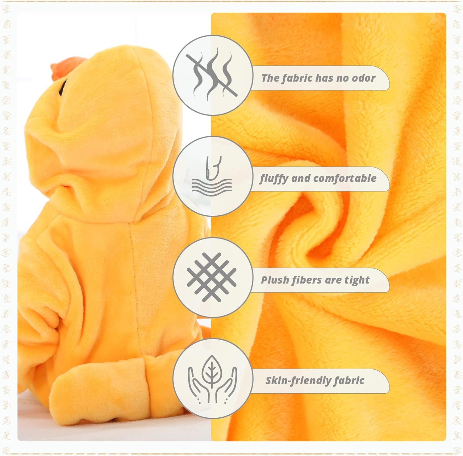 Unisex Baby Romper Winter and Autumn Flannel Jumpsuit Animal Cosplay Outfits Yellow-100Cm