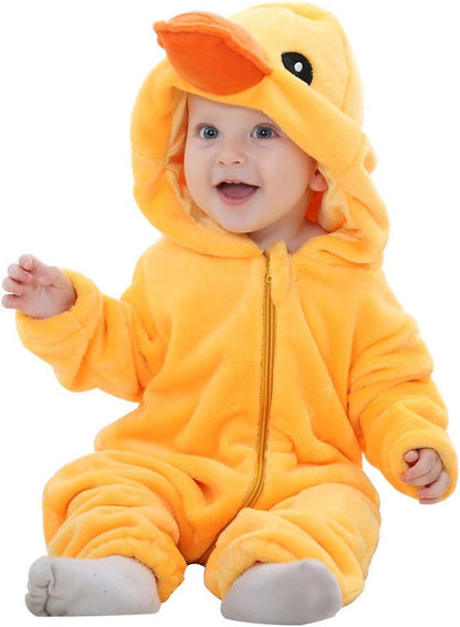 Unisex Baby Romper Winter and Autumn Flannel Jumpsuit Animal Cosplay Outfits Yellow-100Cm